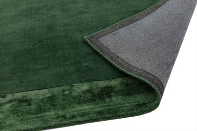 Handmade Modern Rug, Green Rug for Bedroom, & Living Room Rug, Bordered Wool Rug, Luxurious Plain Rug-120cm X 170cm