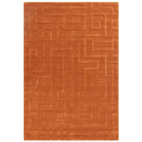 Handmade Modern Rust Abstract Wool Easy to Clean Rug for Living Room & Bedroom-120cm X 170cm
