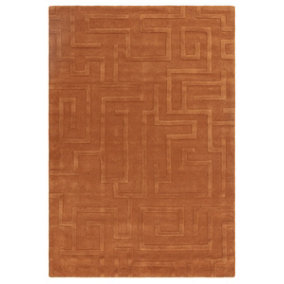 Handmade Modern Rust Abstract Wool Easy to Clean Rug for Living Room & Bedroom-160cm X 230cm