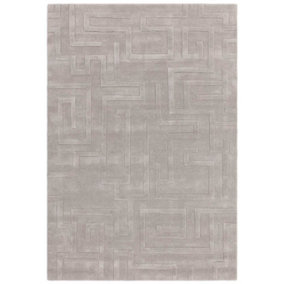Handmade Modern Silver Abstract Wool Easy to Clean Rug for Living Room & Bedroom-120cm X 170cm