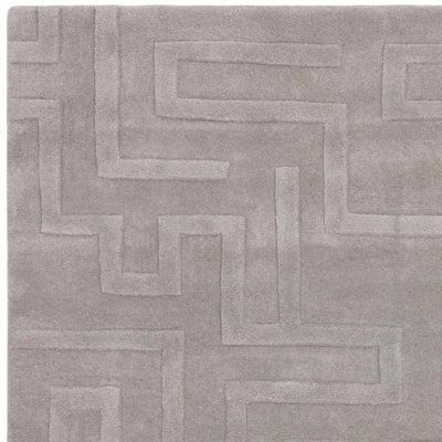 Handmade Modern Silver Abstract Wool Easy to Clean Rug for Living Room & Bedroom-200cm X 290cm