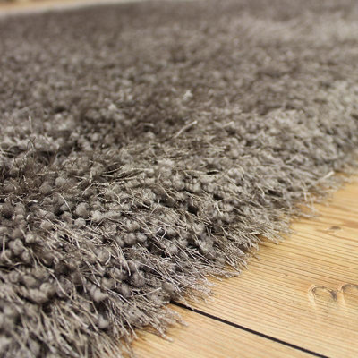 Handmade Modern Taupe Plain Shaggy Sparkle Easy to clean Rug for Bed Room Living Room and Dining Room-160cm X 230cm