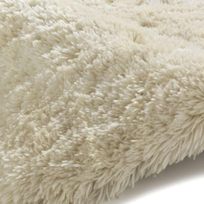 Handmade Plain Cream Thick Shaggy Rug-60cm X 120cm