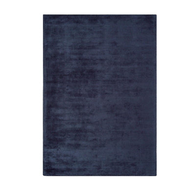 Handmade Rug, Anti-Shed Plain Cotton Rug for Bedroom, Easy to Clean Rug for Dining Room, Navy Plain Rug-120cm X 170cm
