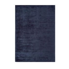 Handmade Rug, Anti-Shed Plain Cotton Rug for Bedroom, Easy to Clean Rug for Dining Room, Navy Plain Rug-160cm X 230cm