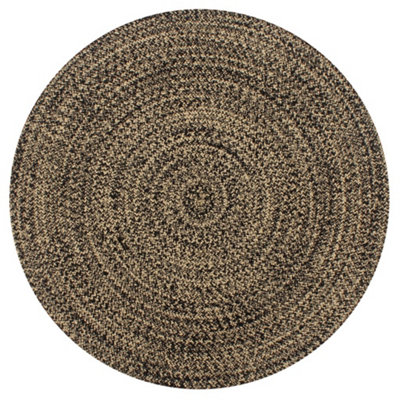 Handmade Rug Jute Black and Natural 150 cm