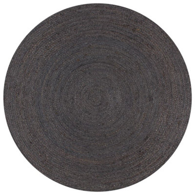 Handmade Rug Jute Round 120 cm Dark Grey