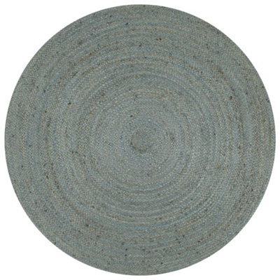 Handmade Rug Jute Round 120 cm Olive Green