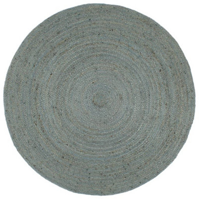 Handmade Rug Jute Round 180 cm Olive Green