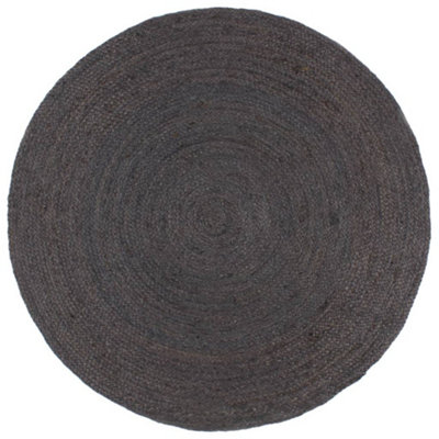 Handmade Rug Jute Round 240 cm Dark Grey