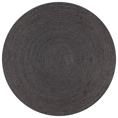 Handmade Rug Jute Round 90 cm Dark Grey