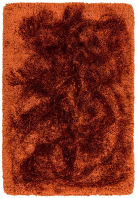 Handmade Rug, Luxurious Bedroom Rug, Easy to Clean Plain Dining Room Rug, Sparkle Rug, Rust Shaggy Rug-120cm X 170cm