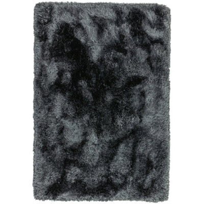 Handmade Rug, Luxurious Bedroom Rug, Easy to Clean Plain DiningRoom Rug, Sparkle Rug, Slate Shaggy Rug-140cm X 200cm