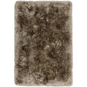 Handmade Rug, Luxurious Rug for Bedroom, Easy to Clean Dining Room Rug, Sparkle Rug, Taupe Shaggy Rug-150cm (Circle)