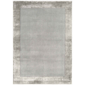 Handmade Rug, Silver Living Room Rug, Modern 10mm Thick Rug, Stain-Resistant Bordered Dining Room Rug-80cm X 150cm