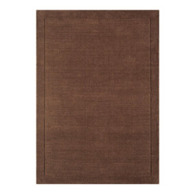 Handmade Rug, Wool Rug for Bedroom, & Living Room, Easy to Clean Plain Rug, 9mm Thick Chocolate Wool Rug-120cm X 170cm