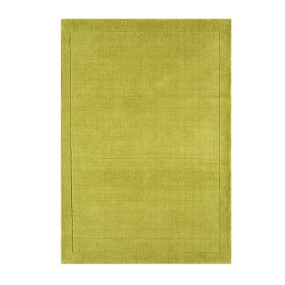 Handmade Rug, Wool Rug for Bedroom, & Living Room, Easy to Clean Plain Rug, 9mm Thick Green Wool Rug-68cm X 240cm (Runner)