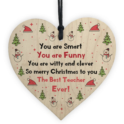 Handmade Teacher Gift For Christmas Wooden Heart Thank You Gift For ...