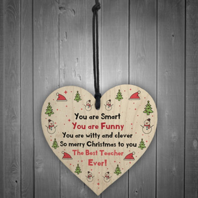 Handmade Teacher Gift For Christmas Wooden Heart Thank You Gift For ...