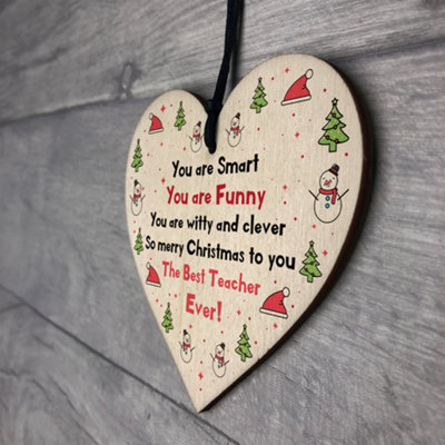 Handmade Teacher Gift For Christmas Wooden Heart Thank You Gift For ...