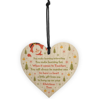 Handmade Teacher Gift Wooden Heart Thank You Leaving Gift For Teacher ...