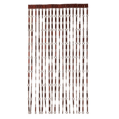 Handmade Wooden Beaded Door Curtain Screen (90 x 200cm) - Dark Brown Color - Easy Installation for Hanging Beaded Door Blinds