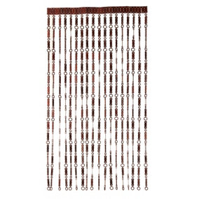 Handmade Wooden Beaded Door Curtain Screen (90 x 200cm) - Dark Brown Color - Easy Installation for Hanging Beaded Door Blinds