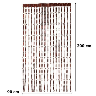 Handmade Wooden Beaded Door Curtain Screen (90 x 200cm) - Dark Brown Color - Easy Installation for Hanging Beaded Door Blinds - 3