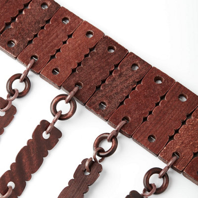 Handmade Wooden Beaded Door Curtain Screen (90 x 200cm) - Dark Brown Color - Easy Installation for Hanging Beaded Door Blinds - 5