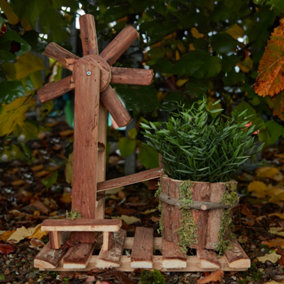 Handmade Wooden Garden Outdoor Patio Plantpot Flower Pot Planter with Mossy Finish