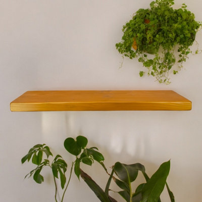 Handmade Wooden Rustic Floating Shelf 145mm Gold Length of 140cm