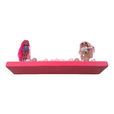 Handmade Wooden Rustic Floating Shelf 145mm Pink Length of 90cm