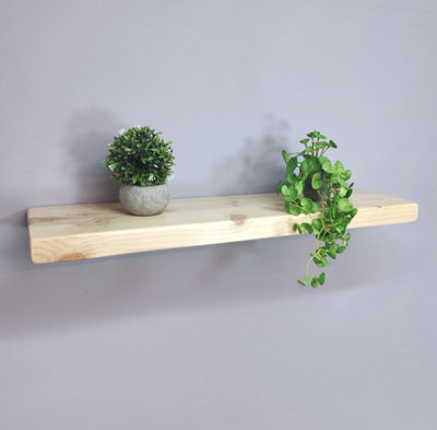 Handmade Wooden Rustic Floating Shelf 145mm Primed Length of 100cm