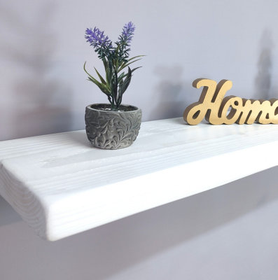 Handmade Wooden Rustic Floating Shelf 175mm White Length of 150cm - 3