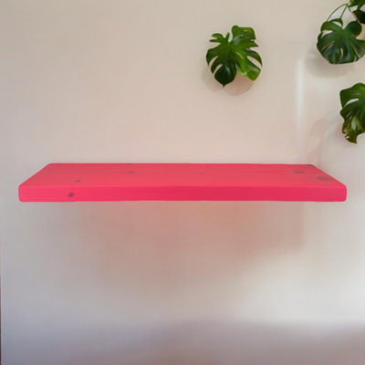 Handmade Wooden Rustic Floating Shelf 220mm Pink Length of 130cm