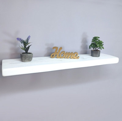 Handmade Wooden Rustic Floating Shelf 220mm White Length of 120cm