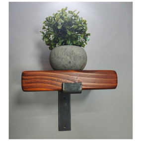 Handmade Wooden Rustic Flower Shelf Bracket Bent Down 22.5 x 20cm Teak