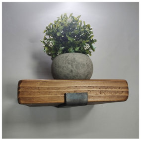Handmade Wooden Rustic Flower Shelf Bracket Bent Up 17.5 x 20cm Medium Oak