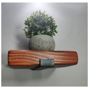 Handmade Wooden Rustic Flower Shelf Bracket Bent Up 17.5 x 20cm Teak