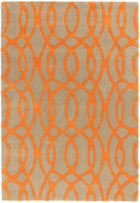 Handmade Wool Rug, Luxurious Rug for Bedroom, Luxurious Dining Room Rug, Modern Wool Rug, Orange Rug-160cm X 230cm