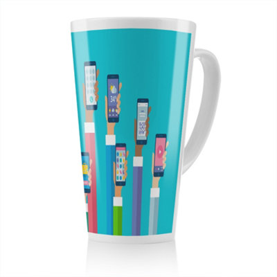 Hands Holding Smart Phones Latte Mug, Stunning Designer mug fit for any ...