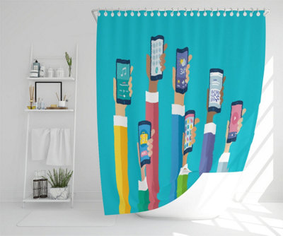 Hands holding smart phones (Shower Curtain) / Default Title Price Comparisons | Compare The Build