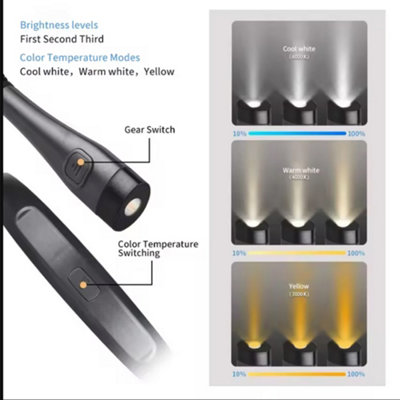 Handsfree LED Flexible Light USB Rechargeable Over Neck Book Reading Lamp Torch