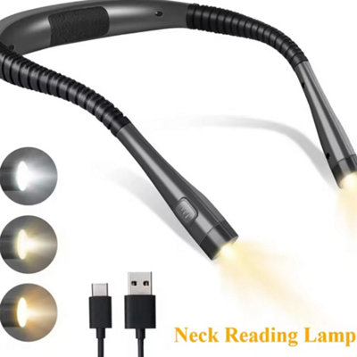 Handsfree LED Flexible Light USB Rechargeable Over Neck Book Reading Lamp Torch