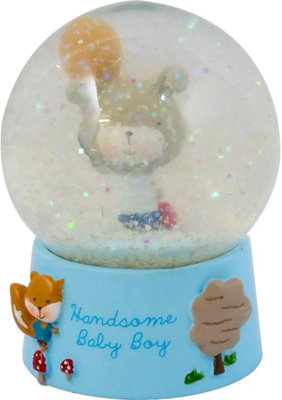 Handsome Blue Baby Boy Snow Globe Dome Snowglobe Glitter Present Gift Home