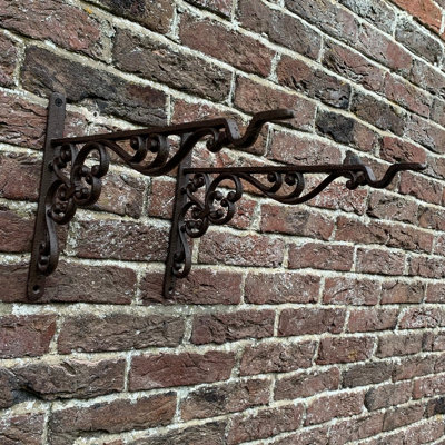 Hanging Basket Bracket Cast Iron Decorative 35cm (Set of 2)