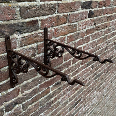Hanging Basket Bracket Cast Iron Decorative 35cm (Set of 4)