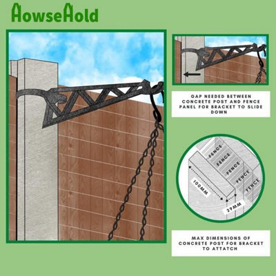 Hanging Basket Brackets for Concrete Fence Posts - Pack of 4