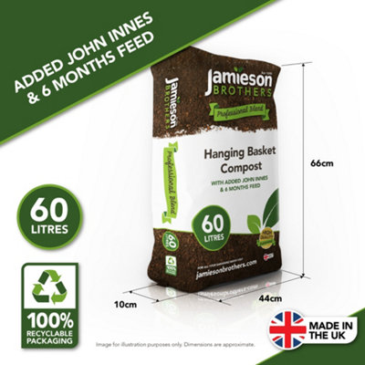 Hanging Basket Compost 60L - 6 months feeding as standard - by Jamieson Brothers