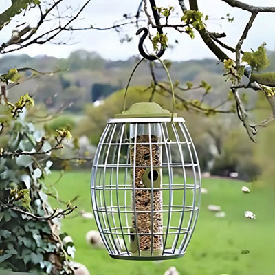 Hanging Bird Feeder Seed Feeding Station Squirrel Guard Garden Steel Heavy Duty